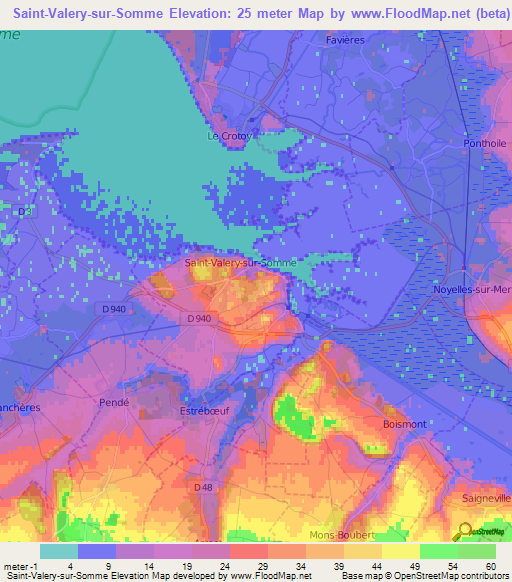 Saint-Valery-sur-Somme,France Elevation Map