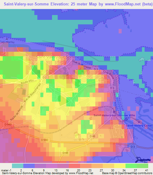 Saint-Valery-sur-Somme,France Elevation Map