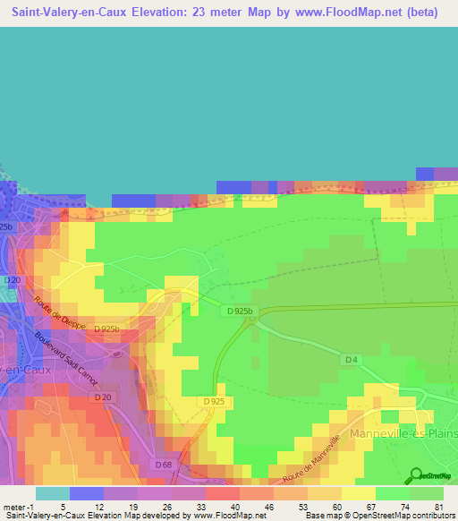 Saint-Valery-en-Caux,France Elevation Map