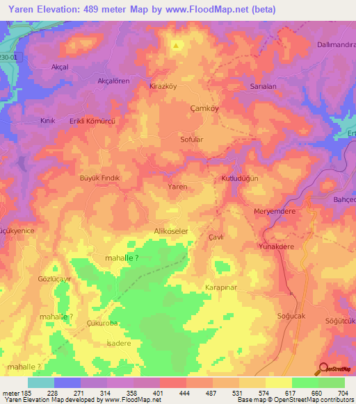 Yaren,Turkey Elevation Map