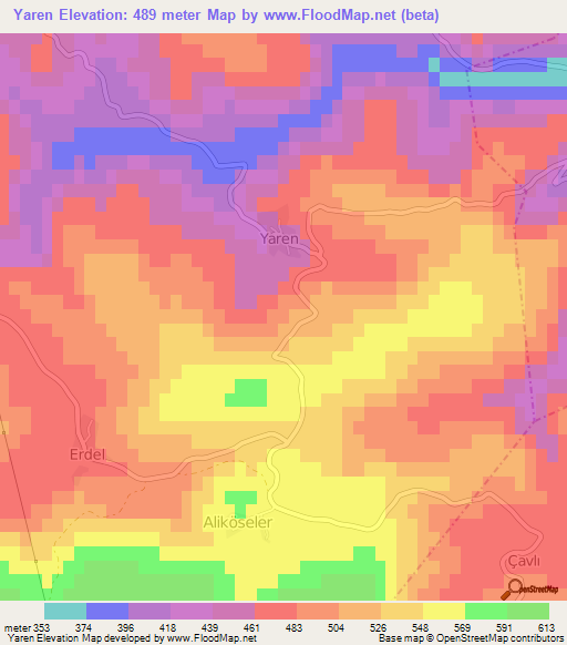 Yaren,Turkey Elevation Map