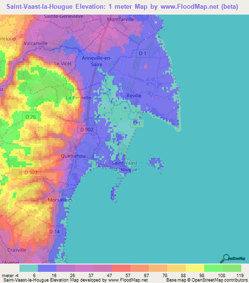 Saint-Vaast-la-Hougue,France Elevation Map