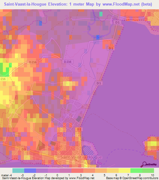 Saint-Vaast-la-Hougue,France Elevation Map