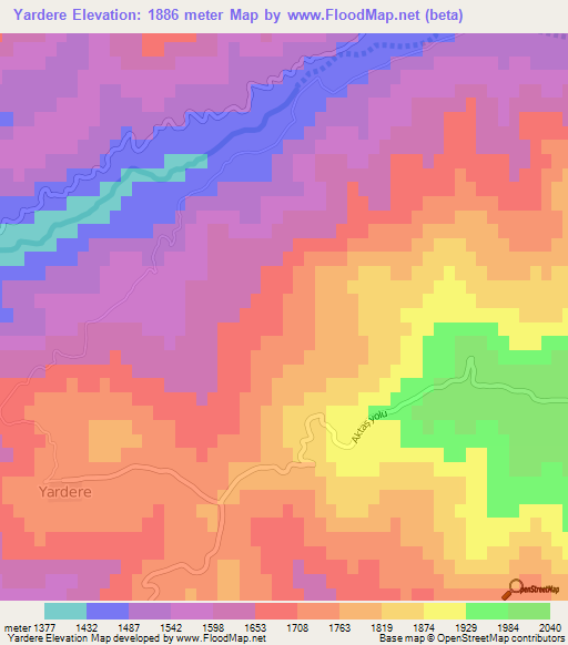 Yardere,Turkey Elevation Map