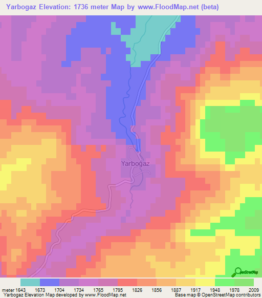 Yarbogaz,Turkey Elevation Map