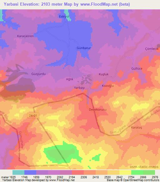 Yarbasi,Turkey Elevation Map