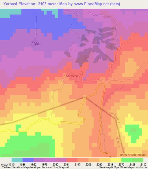 Yarbasi,Turkey Elevation Map