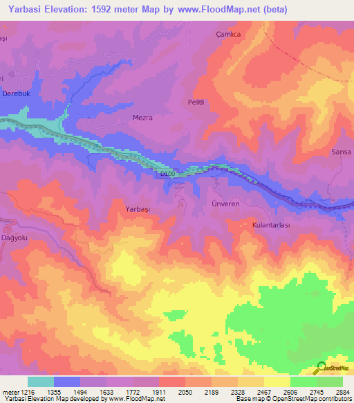 Yarbasi,Turkey Elevation Map