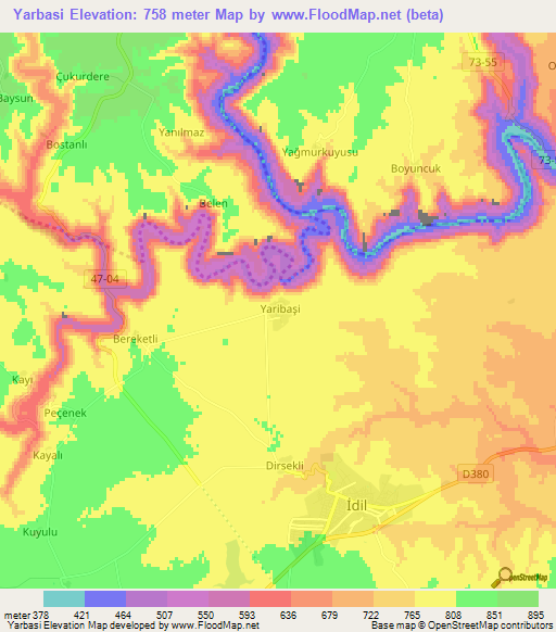 Yarbasi,Turkey Elevation Map