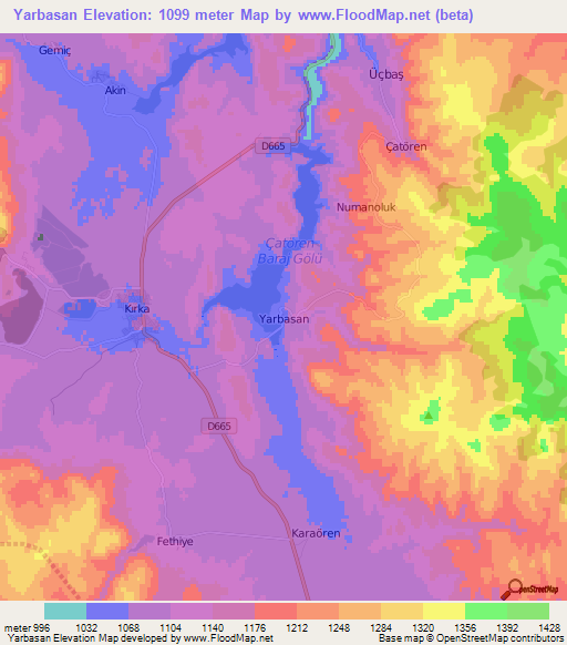 Yarbasan,Turkey Elevation Map