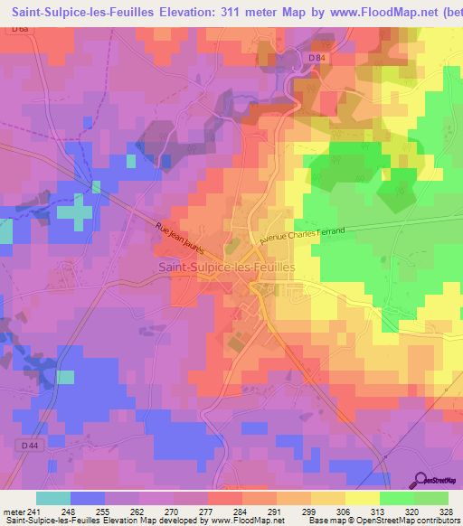 Saint-Sulpice-les-Feuilles,France Elevation Map
