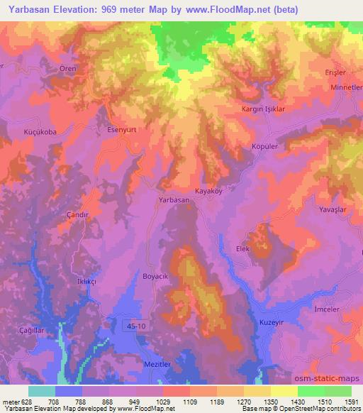 Yarbasan,Turkey Elevation Map