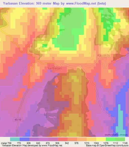 Yarbasan,Turkey Elevation Map