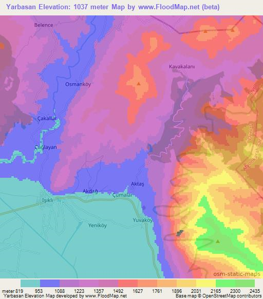 Yarbasan,Turkey Elevation Map