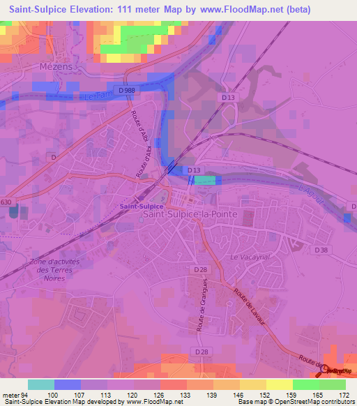 Saint-Sulpice,France Elevation Map