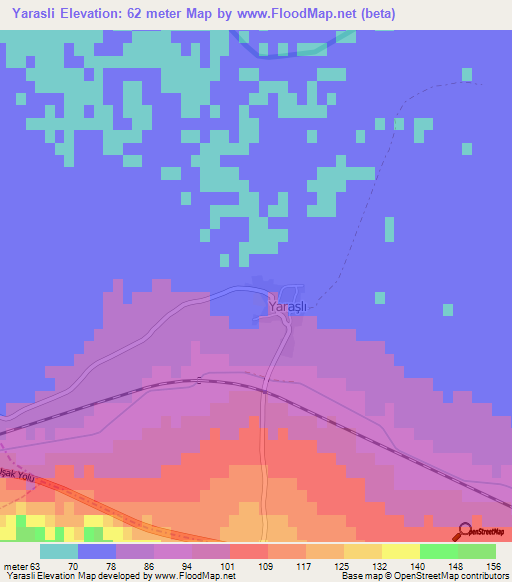 Yarasli,Turkey Elevation Map