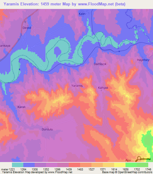 Yaramis,Turkey Elevation Map