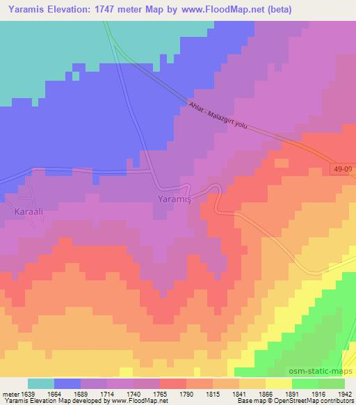 Yaramis,Turkey Elevation Map