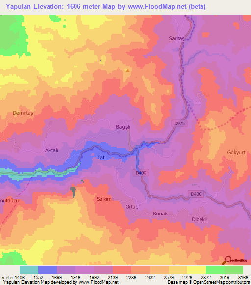 Yapulan,Turkey Elevation Map