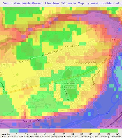 Saint-Sebastien-de-Morsent,France Elevation Map