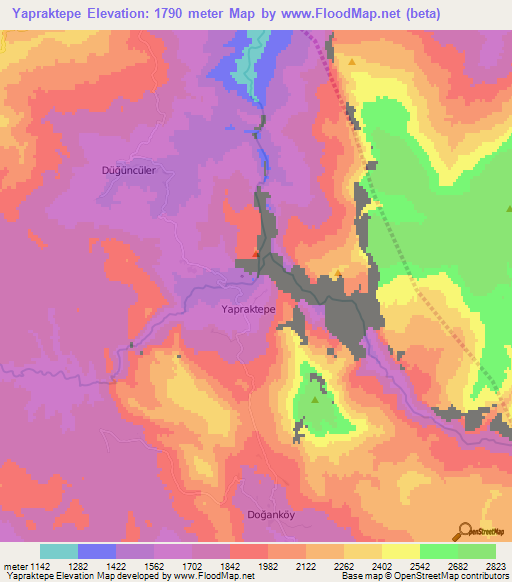 Yapraktepe,Turkey Elevation Map