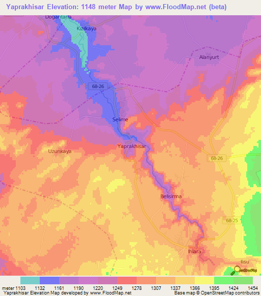 Yaprakhisar,Turkey Elevation Map