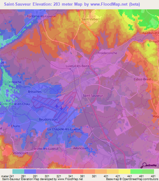 Saint-Sauveur,France Elevation Map