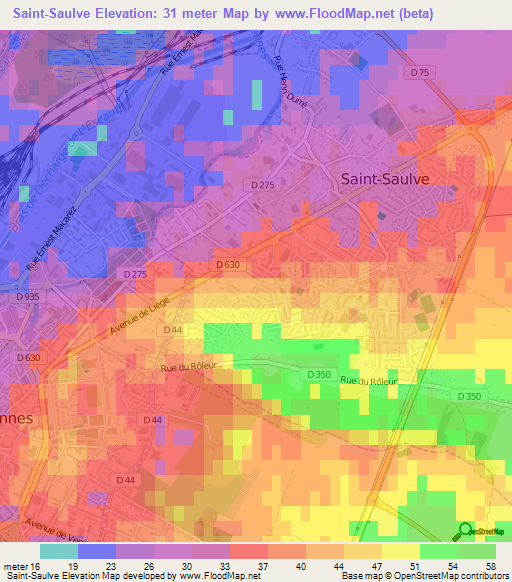 Saint-Saulve,France Elevation Map