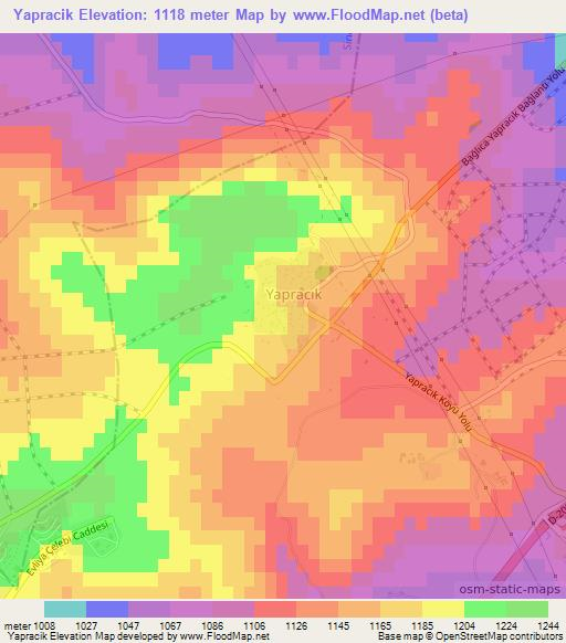 Yapracik,Turkey Elevation Map