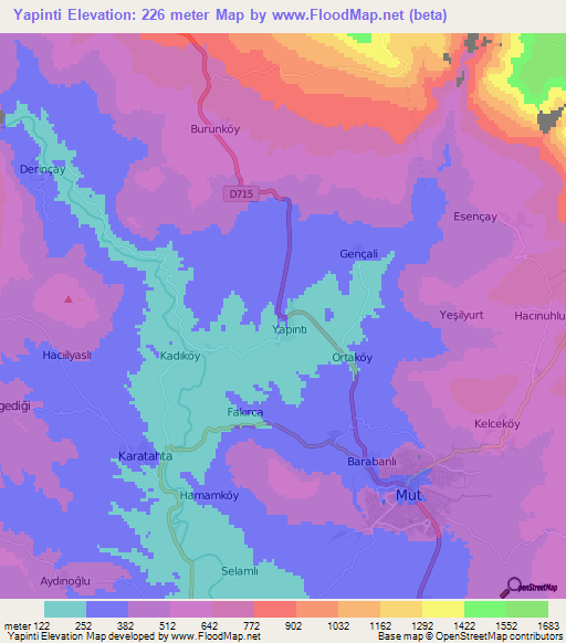 Yapinti,Turkey Elevation Map