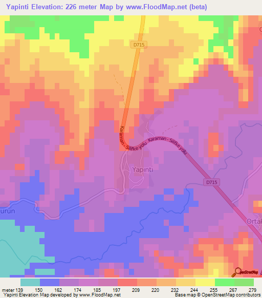 Yapinti,Turkey Elevation Map