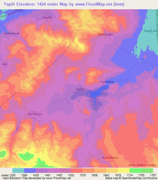 Yapili,Turkey Elevation Map