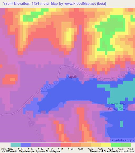 Yapili,Turkey Elevation Map