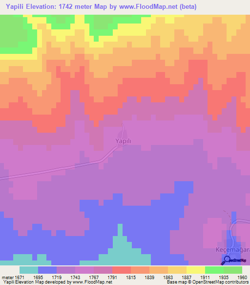 Yapili,Turkey Elevation Map