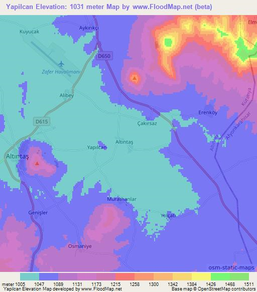 Yapilcan,Turkey Elevation Map