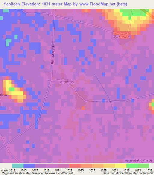 Yapilcan,Turkey Elevation Map