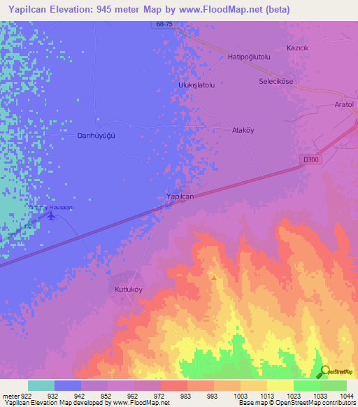 Yapilcan,Turkey Elevation Map