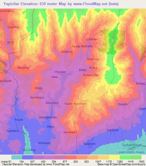 Yapicilar,Turkey Elevation Map