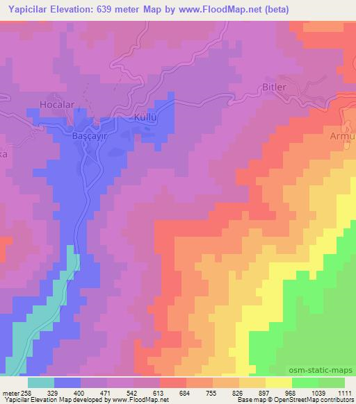 Yapicilar,Turkey Elevation Map