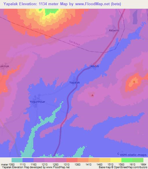 Yapalak,Turkey Elevation Map