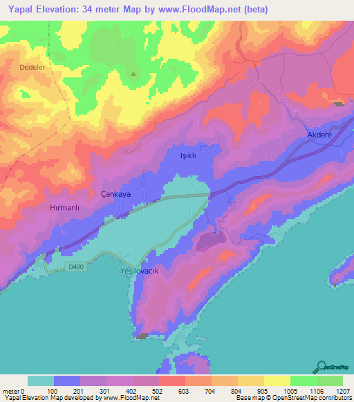 Yapal,Turkey Elevation Map