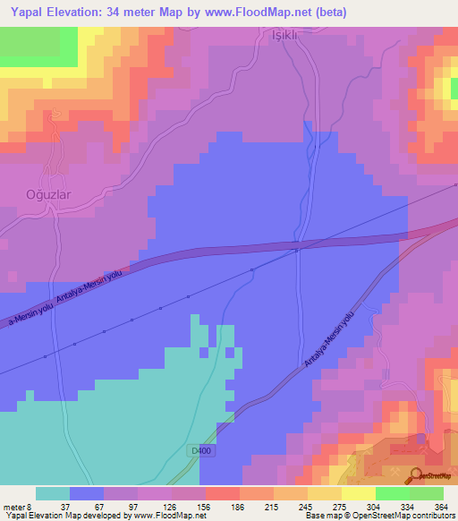 Yapal,Turkey Elevation Map