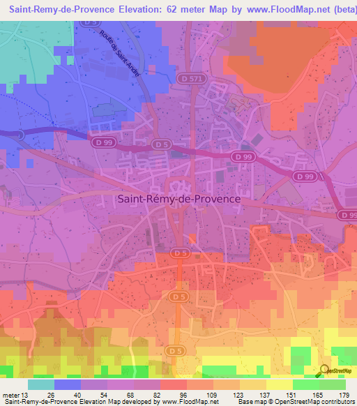 Saint-Remy-de-Provence,France Elevation Map