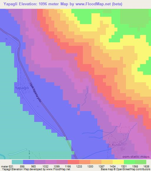 Yapagli,Turkey Elevation Map