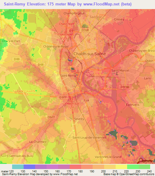 Saint-Remy,France Elevation Map