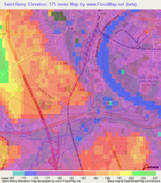 Saint-Remy,France Elevation Map