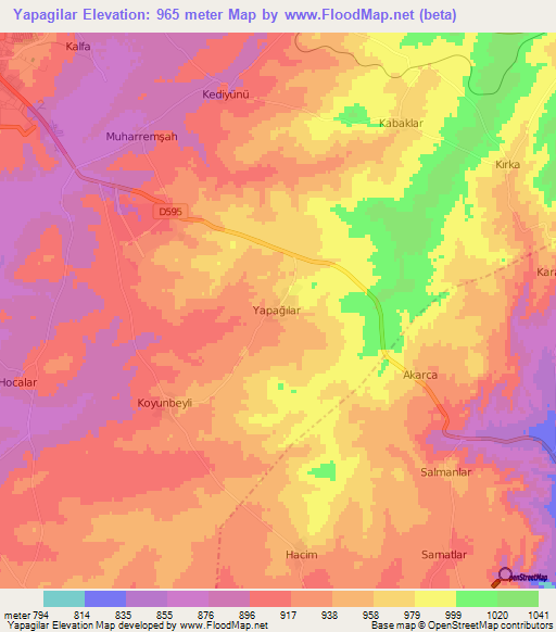 Yapagilar,Turkey Elevation Map