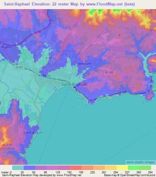 Saint-Raphael,France Elevation Map