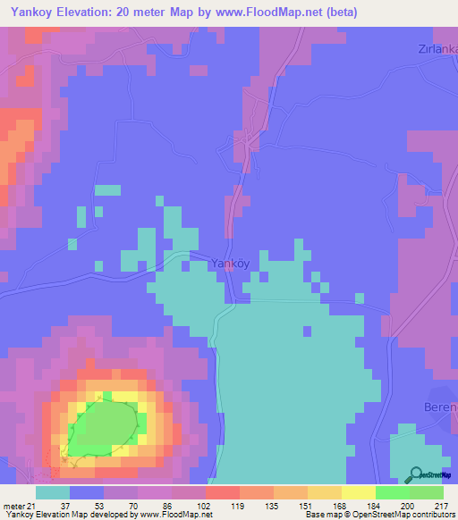 Yankoy,Turkey Elevation Map