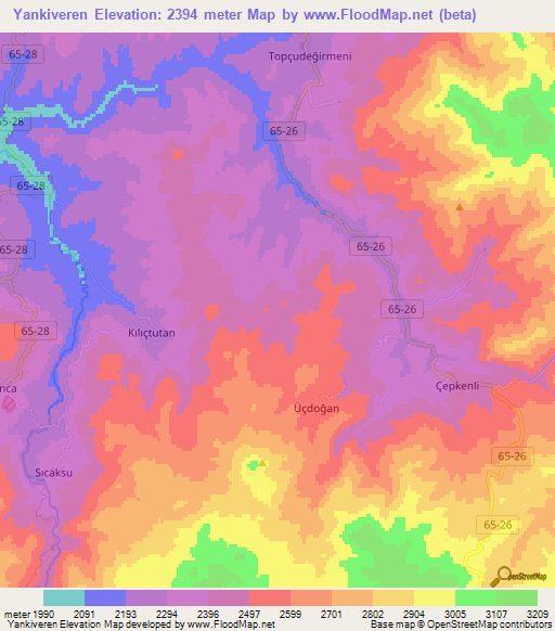 Yankiveren,Turkey Elevation Map